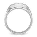 IBGoodman 14k White Gold Men's Polished Satin and Grooved 3-Stone Ring Mounting - Image 2