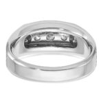 IBGoodman 14k White Gold Men's Polished Satin and Grooved 3-Stone Ring Mounting - Image 7