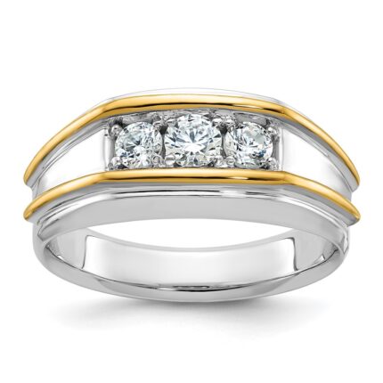14k Two-tone IBGoodman Men's Polished 3-Stone Ring Mounting