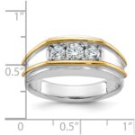 IBGoodman 14k Two-tone Men's Polished 3-Stone 1/2 Carat AA Quality Diamond Ring - Image 3