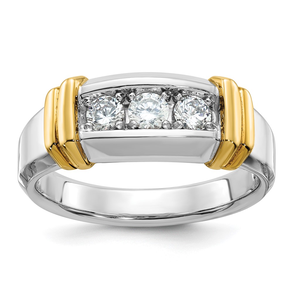 B63179-4WYAA-1.jpg IBGoodman 14k Two-tone Men's Polished 3-Stone 1/2 Carat AA Quality Diamond Ring - Image 1