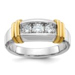 14k Two-tone IBGoodman Men's Polished 3-Stone Ring Mounting