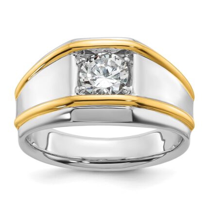 IBGoodman 14k Two-tone 1 carat Lab Grown Diamond VS/SI+ G+ Complete Polished Men's Solitaire Ring
