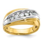 IBGoodman 14k Two-tone Men's Polished and Grooved Graduated 7-Stone Ring Mounting
