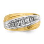 IBGoodman 14k Two-tone Men's Polished and Grooved Graduated 7-Stone Ring Mounting - Image 6