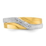 IBGoodman 14k Two-tone Men's Polished Satin and Grooved 4-Stone 1/8 Carat AA Quality Diamond Ring - Image 6