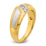 IBGoodman 14k Two-tone Men's Polished and Satin 3-Stone 1/5 Carat AA Quality Diamond Ring - Image 6