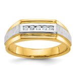 IBGoodman 14k with White Rhodium Men's Polished and Satin 5-Stone 1/10 Carat AA Quality Diamond Ring