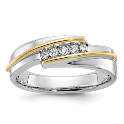 IBGoodman 14k Two-tone 1/6 carat Lab Grown Diamond VS/SI+ G+ Complete Polished Men's Five Stone Ring