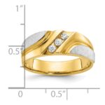 IBGoodman 10k Two-tone Men's Polished Satin and Grooved 3-Stone 1/6 Carat A Quality Diamond Ring - Image 3