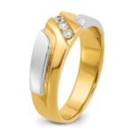 IBGoodman Two-tone 1/6 carat Lab Grown Diamond VS/SI+ G+ Complete Polished Satin and Grooved Men's Ring - Image 7