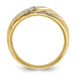 IBGoodman 14k with White Rhodium 1/6 carat Lab Grown Diamond VS/SI+ G+ Complete Polished and Grooved Men's Ring - Image 2