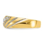 IBGoodman 14k with White Rhodium Men's Polished and Grooved 1/6 Carat AA Quality Diamond Ring - Image 5