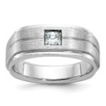 14k White Gold IBGoodman Men's Polished and Satin 3/8 carat Diamond Complete Ring