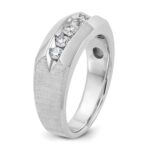 14k White Gold IBGoodman Men's Polished & Satin 5-Stone Ring Mounting - Image 8
