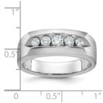 IBGoodman 14k White Gold Men's Polished and Satin 5-Stone 1/2 Carat AA Quality Diamond Ring - Image 3