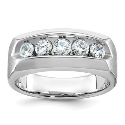 14k White Gold IBGoodman Men's Polished & Satin 5-Stone Ring Mounting