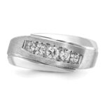 14k White Gold IBGoodman Men's Polished & Satin 5-Stone Ring Mounting - Image 6