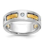 IBGoodman 10k Two-tone Men's Polished Satin and Cut-Out 1/6 Carat A Quality Diamond 3-Stone Ring