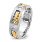 IBGoodman 14k Two-tone 1/6 carat Lab Grown Diamond VS/SI+ G+ Polished and Satin Cut-Out Three Stone Complete Men's Ring - Image 6