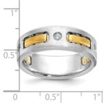 IBGoodman 14k Two-tone Men's Polished Satin and Cut-Out 1/6 Carat AA Quality Diamond 3-Stone Ring - Image 3