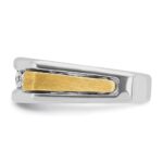 IBGoodman 14k Two-tone Men's Polished Satin and Grooved 5-Stone 1/2 Carat AA Quality Diamond Square Ring - Image 5