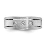 14k White Gold IBGoodman Men's Polished, Antiqued and Satin 1/6 carat Diamond Complete Ring - Image 4