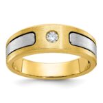 14k Two-tone IBGoodman Men's Polished and Satin 1/10 carat Diamond Complete Ring
