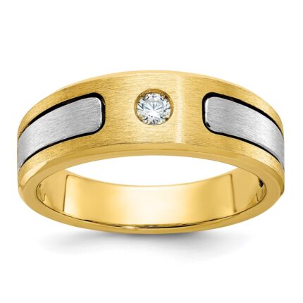 14k Two-tone IBGoodman Men's Polished and Satin Diamond Ring Mounting