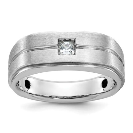 14k White Gold IBGoodman Men's Polished and Satin Diamond Ring Mounting