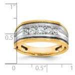 IBGoodman 10k Two-tone Men's Polished Satin and Grooved 5-Stone Ring Mounting - Image 3