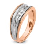 IBGoodman 14k White and Rose Gold with Black Rhodium Men's Polished Satin and Grooved 5-Stone 1/2 Carat AA Quality Diamond Ring - Image 8