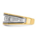 IBGoodman 14k Two-tone Men's Polished Satin and Grooved 5-Stone Ring Mounting - Image 5