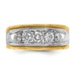 IBGoodman 14k Two-tone Men's Polished Satin and Grooved 5-Stone Ring Mounting - Image 6