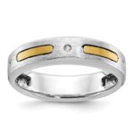 14k Two-tone IBGoodman Men's Polished and Satin Diamond Complete Ring