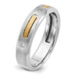 14k Two-tone IBGoodman Men's Polished and Satin Diamond Complete Ring - Image 8
