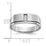 IBGoodman 14k White Gold Men's Polished Antiqued and Satin 1/10 Carat AA Quality Diamond Ring - Image 3
