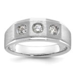 14k White Gold IBGoodman Men's Polished and Satin 3/8 carat Diamond Complete Ring