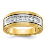 14k Two-tone IBGoodman Men's Polished Satin & Grooved Ring Mounting