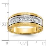 14k Two-tone IBGoodman Men's Polished Satin & Grooved Ring Mounting - Image 3