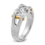 IBGoodman 14k Two-tone Men's Polished Satin and Cut-Out 3-Stone 3/4 Carat AA Quality Diamond Ring - Image 8