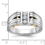 14k Two-tone IBGoodman Men's Polished and Satin 1/4 carat Diamond Complete Ring - Image 3