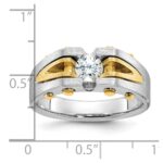 10k Two-tone IBGoodman Men's Polished and Satin Diamond Complete Ring - Image 3