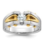 14k Two-tone IBGoodman Men's Polished and Satin Diamond Ring Mounting