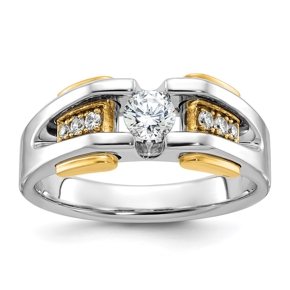 B63464-4WYAA.jpg 14k Two-tone IBGoodman Men's 1/2 carat Diamond Complete Ring - Image 1