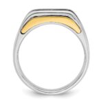 IBGoodman 14k Two-tone Men's Polished Satin and Cut-Out 3-Stone 1 Carat AA Quality Diamond Ring - Image 3