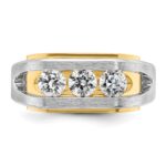 IBGoodman 14k Two-tone Men's Polished Satin and Cut-Out 3-Stone 1 Carat AA Quality Diamond Ring - Image 5