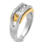 IBGoodman 14k Two-tone Men's Polished Satin and Cut-Out 3-Stone Ring Mounting - Image 6