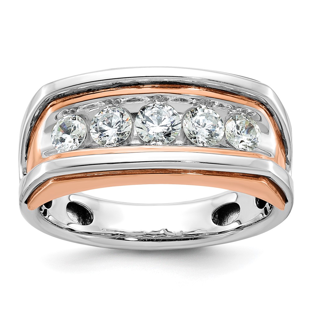 B63475-0WRA.jpg IBGoodman 10k White and Rose Gold Men's Polished and Cut-Out 5-Stone Ring Mounting - Image 1