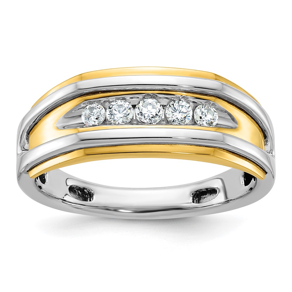 B63527-4WYAA.jpg IBGoodman 14k Two-tone Men's Polished 5-Stone 1/4 Carat AA Quality Diamond Ring - Image 1